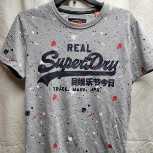 Vintage Superdry Gray Paint Splatter Tshirt